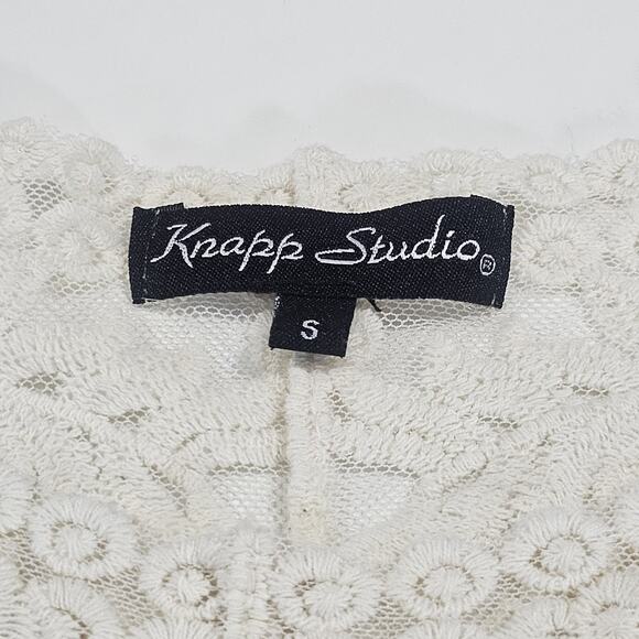 Knapp Studio Crochet Sheer Lace Blouse Size S Boho Peasant Coachella Festival - Picture 3 of 6